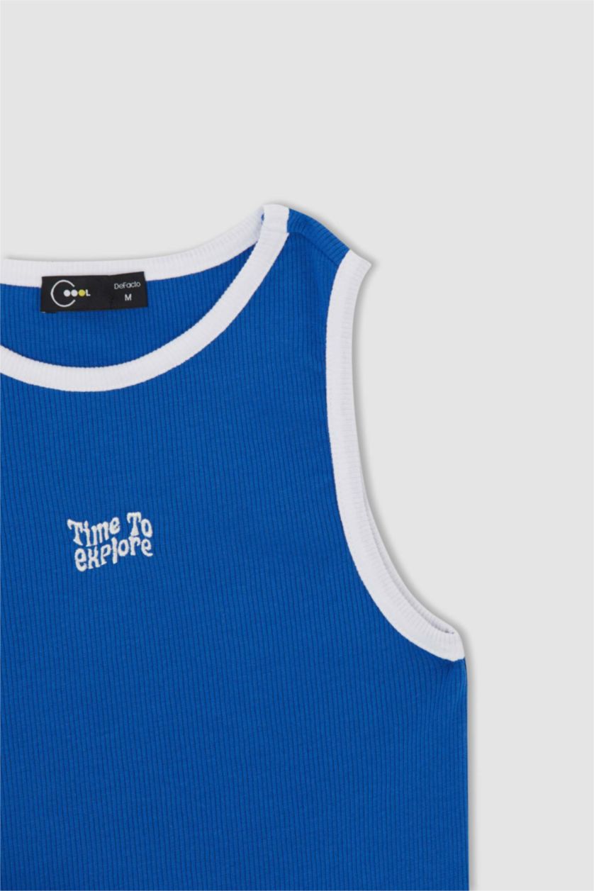 WOMAN Royal Coool Fitted Halter Collar Printed Singlet