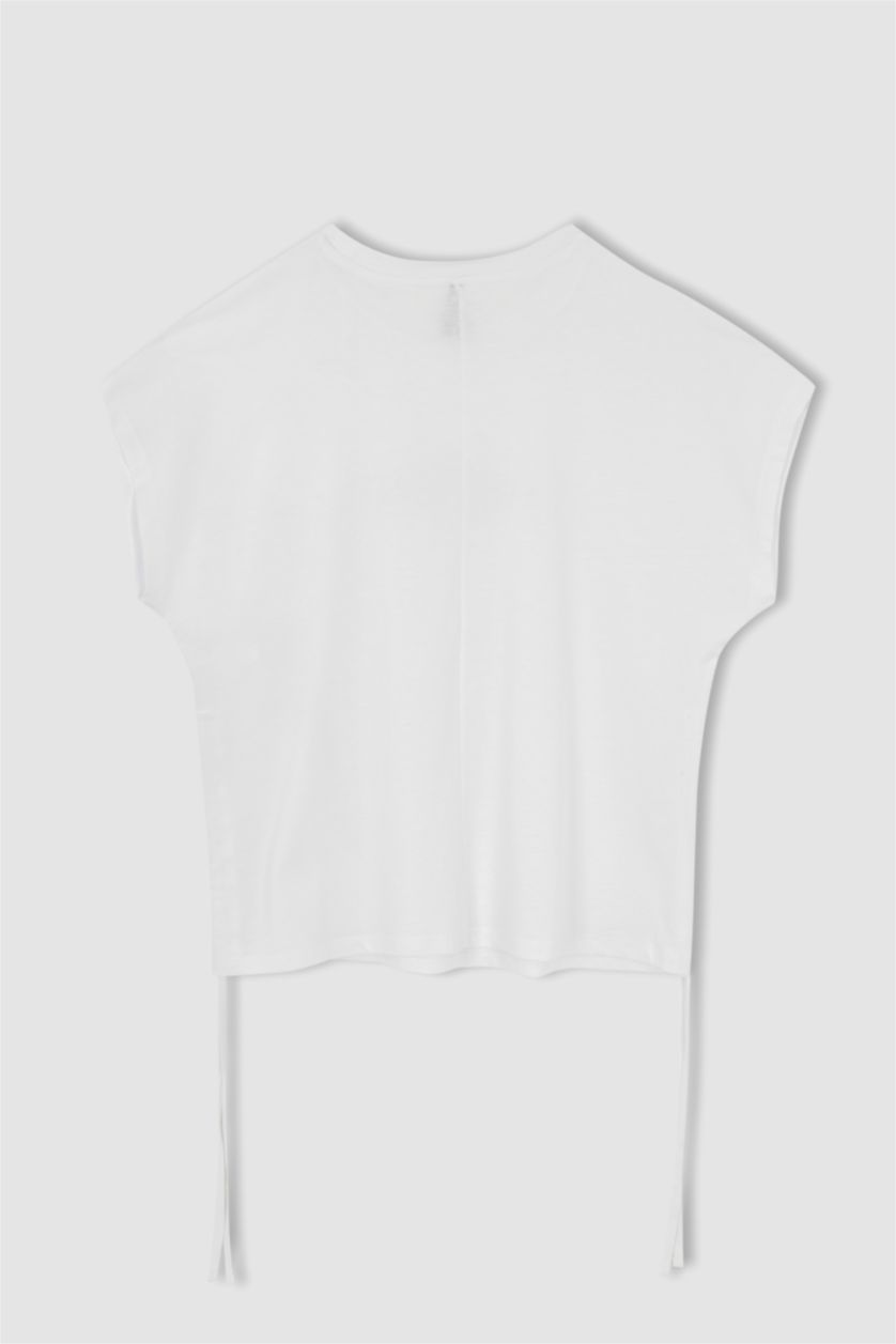 FEMME Blanc T-Shirt À Manches Courtes Slogan Col Ras Du Cou