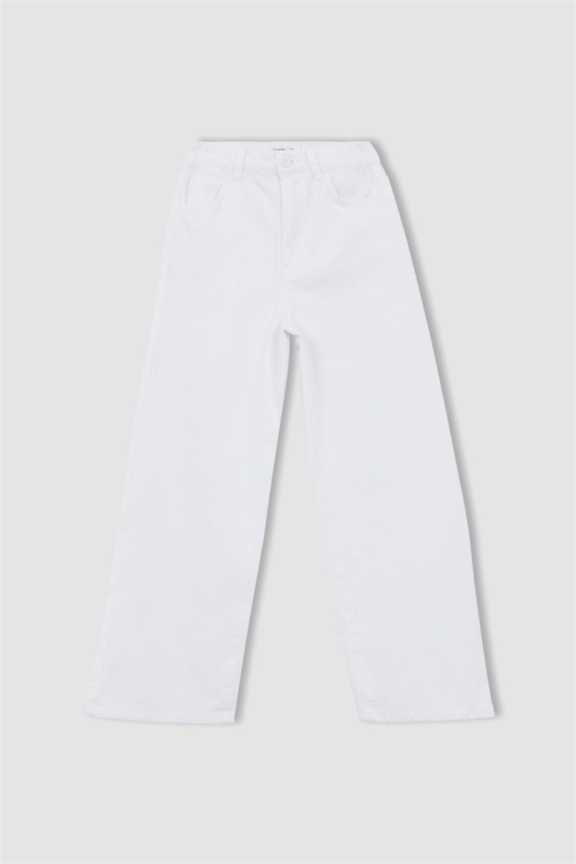 FILLES Blanc Pantalon Large En Coton Pour Fille
