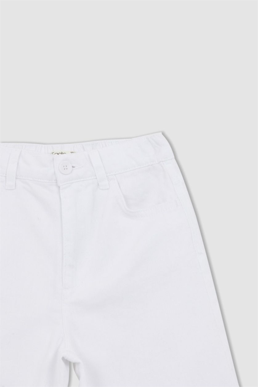 FILLES Blanc Pantalon Large En Coton Pour Fille