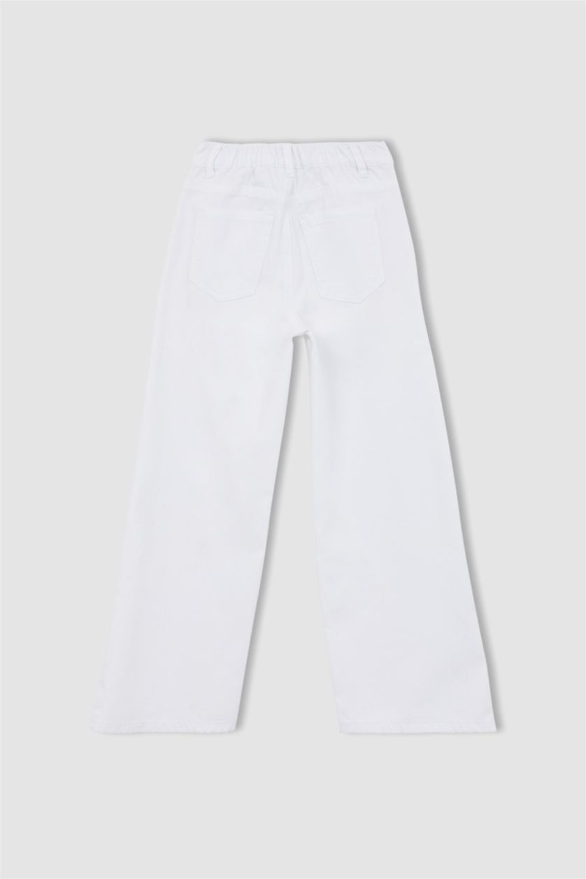 FILLES Blanc Pantalon Large En Coton Pour Fille
