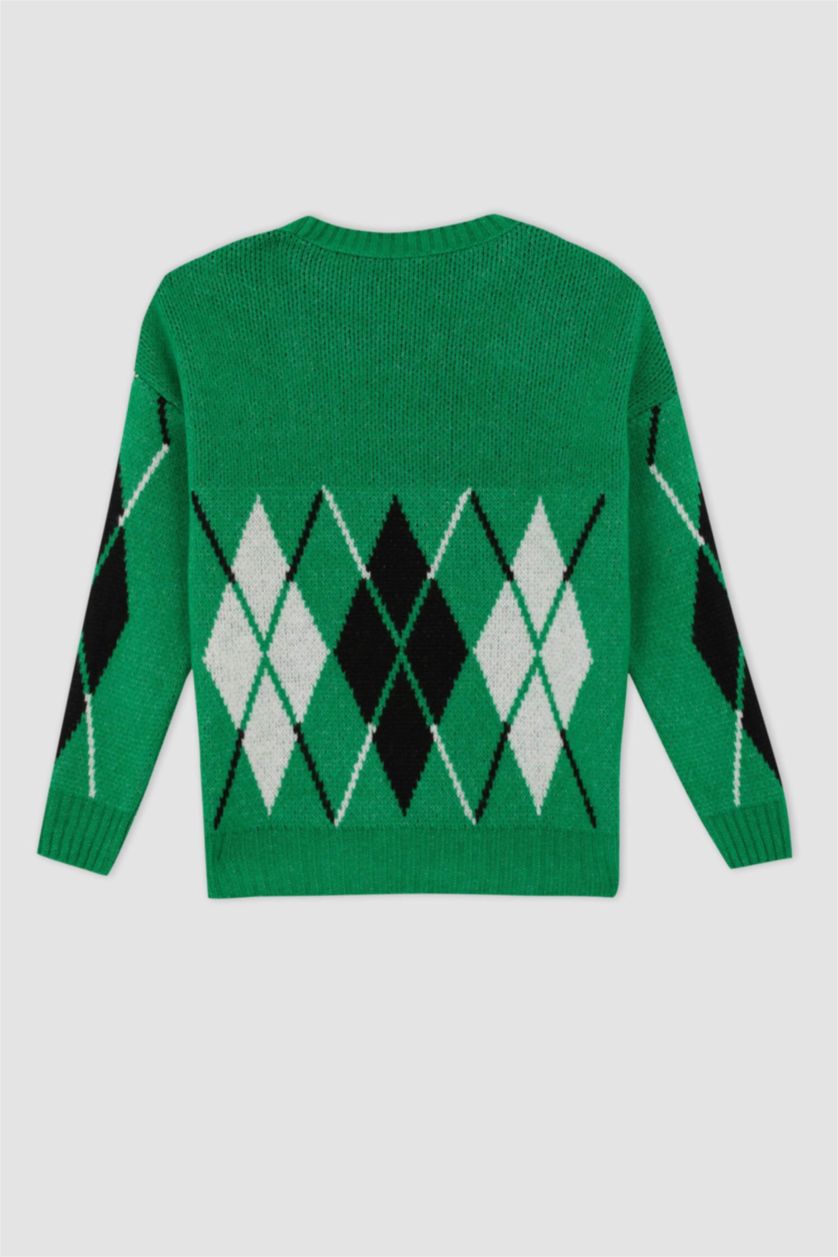 WOMAN Green Oversize Fit Crew Neck Pullover