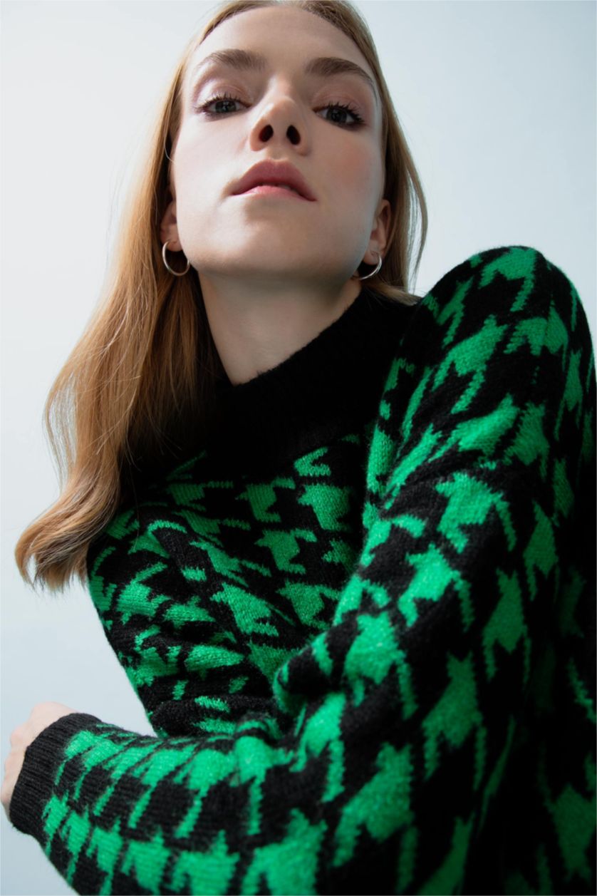 WOMAN Green Relax Fit Half Turtleneck Pullover