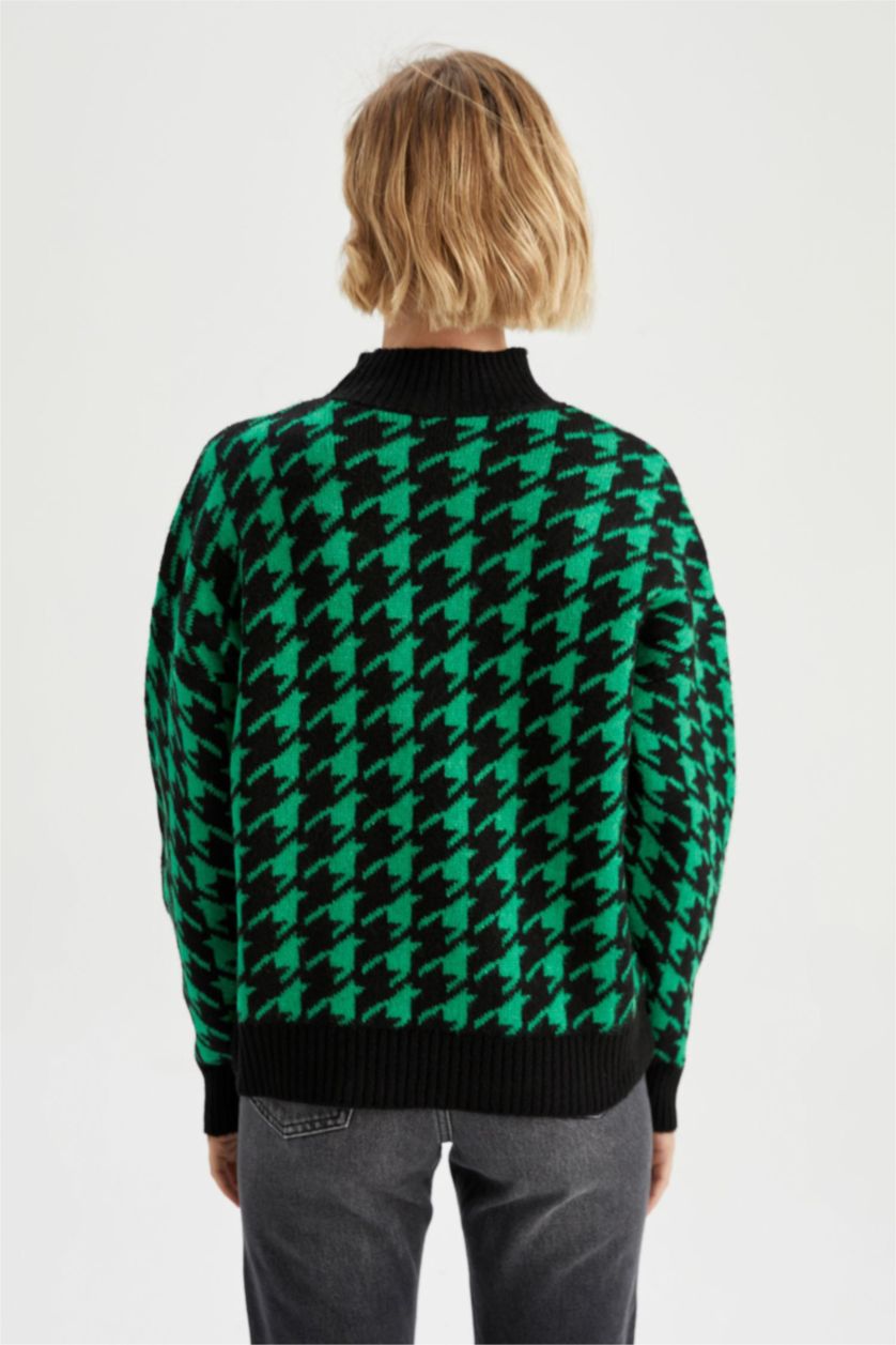 WOMAN Green Relax Fit Half Turtleneck Pullover