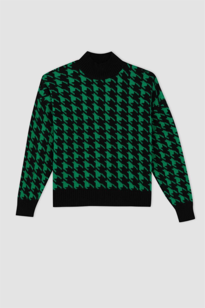 WOMAN Green Relax Fit Half Turtleneck Pullover