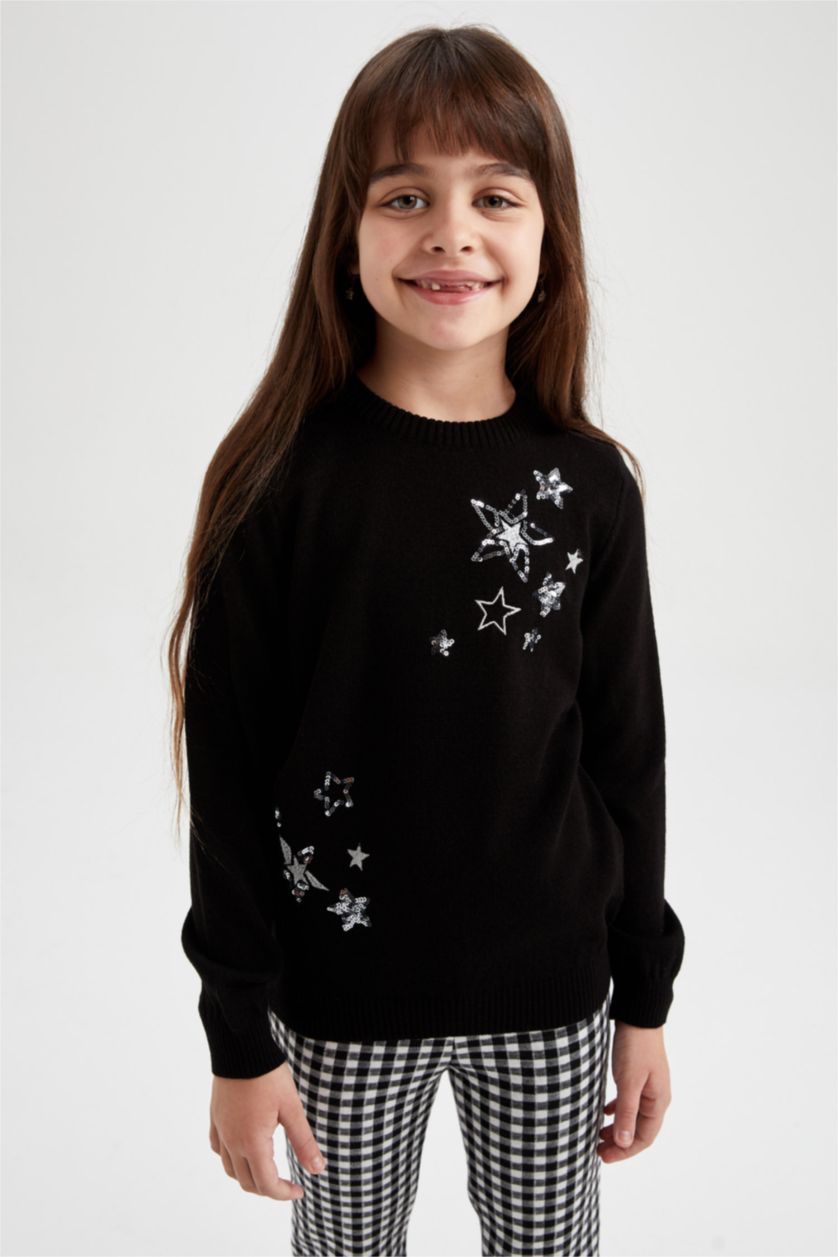 GIRLS & TEENS Black Girl Regular Fit Crew Neck Pullover