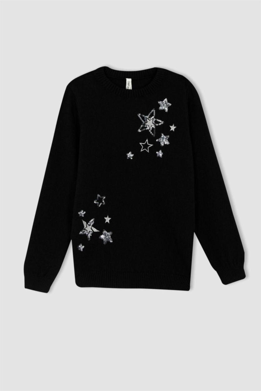 GIRLS & TEENS Black Girl Regular Fit Crew Neck Pullover
