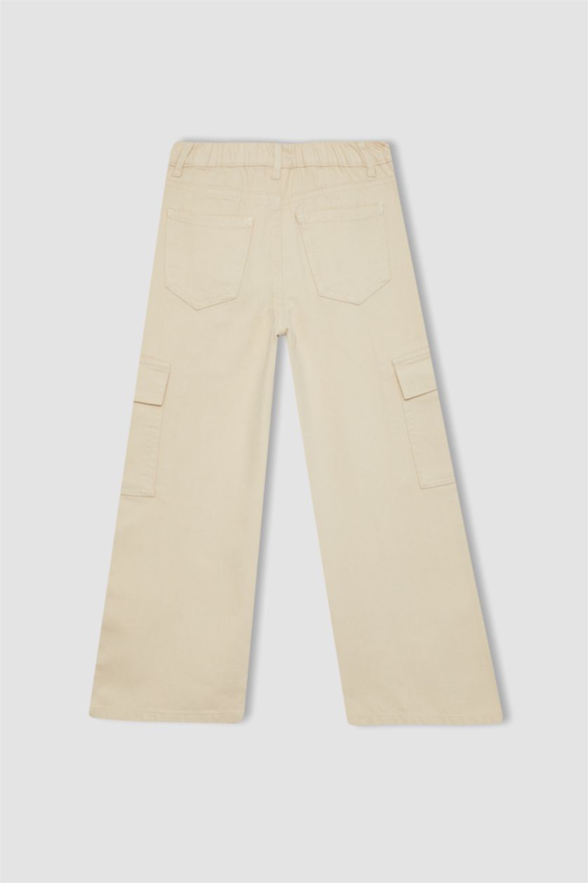 بناتي اللون الحجري بنطلون بناتي قطن برجل واسع