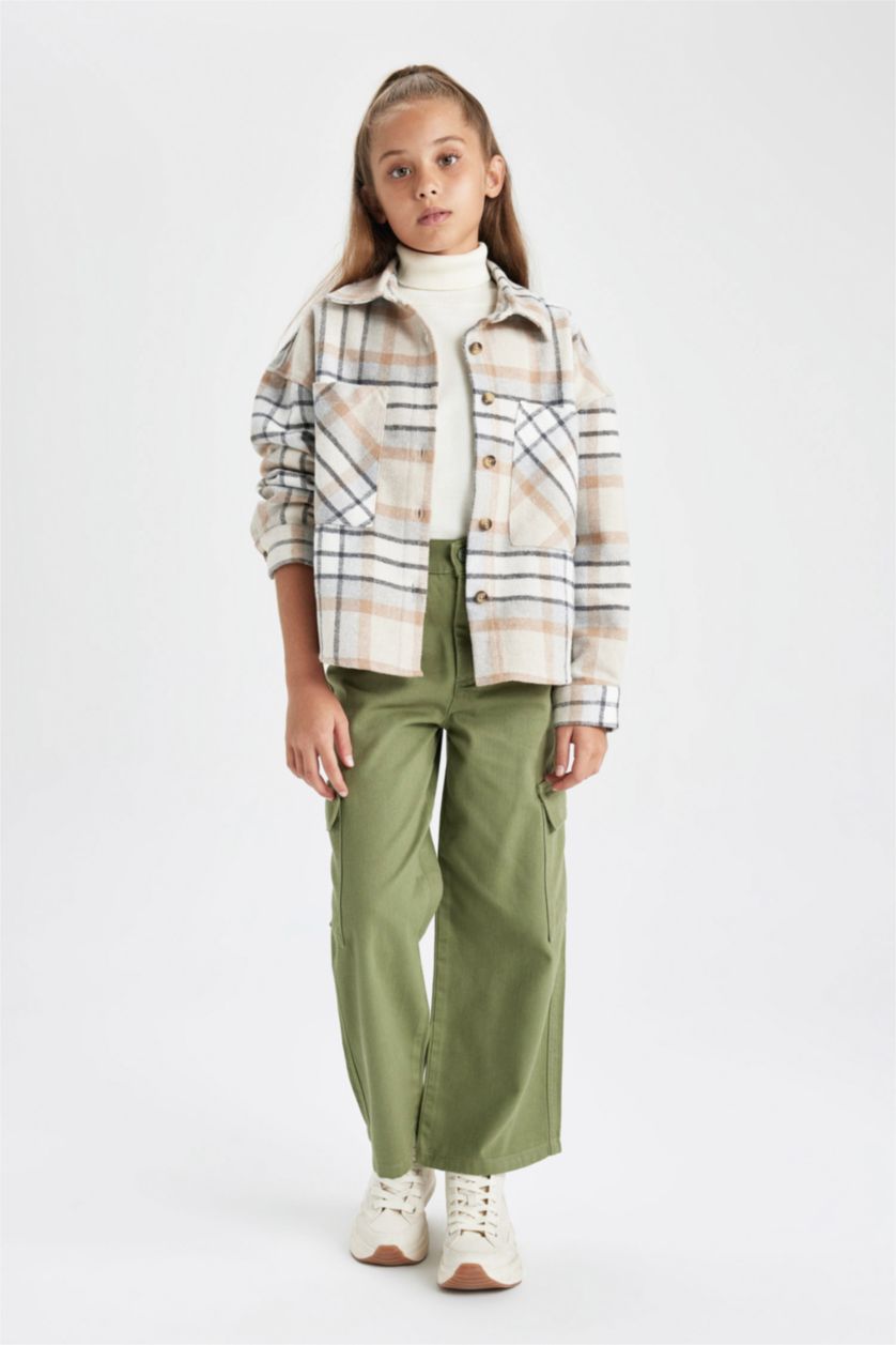 Girls & Teens Khaki Girl Wide Leg Cargo Wide Leg Cotton Trousers