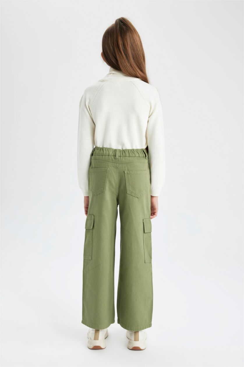 Girls & Teens Khaki Girl Wide Leg Cargo Wide Leg Cotton Trousers