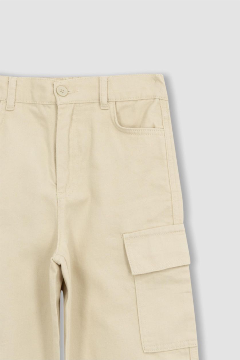 FILLES Beige Pantalon Large Cargo En Coton Pour Fille