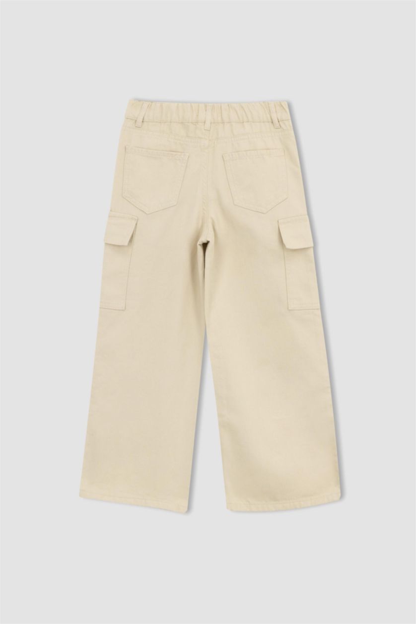 FILLES Beige Pantalon Large Cargo En Coton Pour Fille