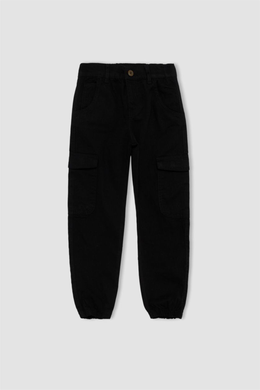 بناتي أسود بنطلون جوجر قطن بأستك من تحت