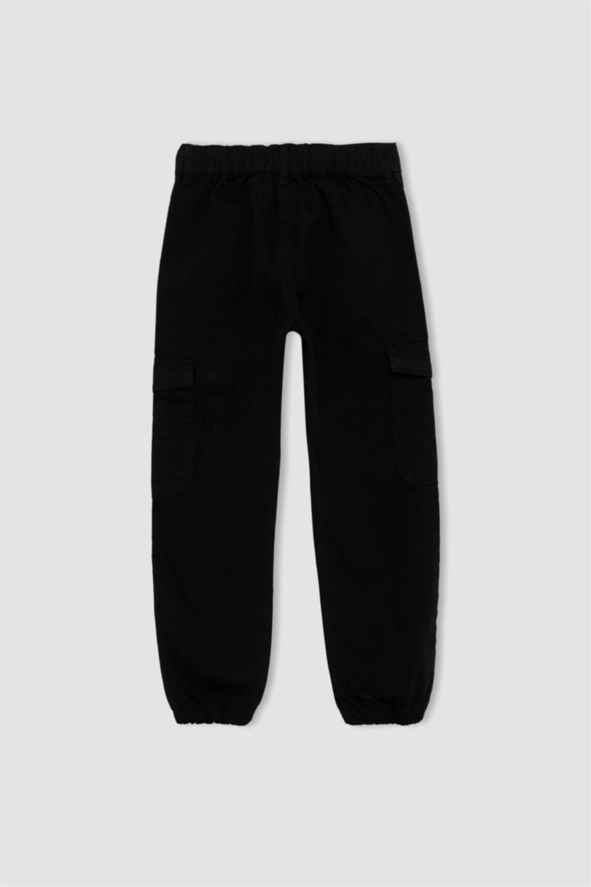 بناتي أسود بنطلون جوجر قطن بأستك من تحت