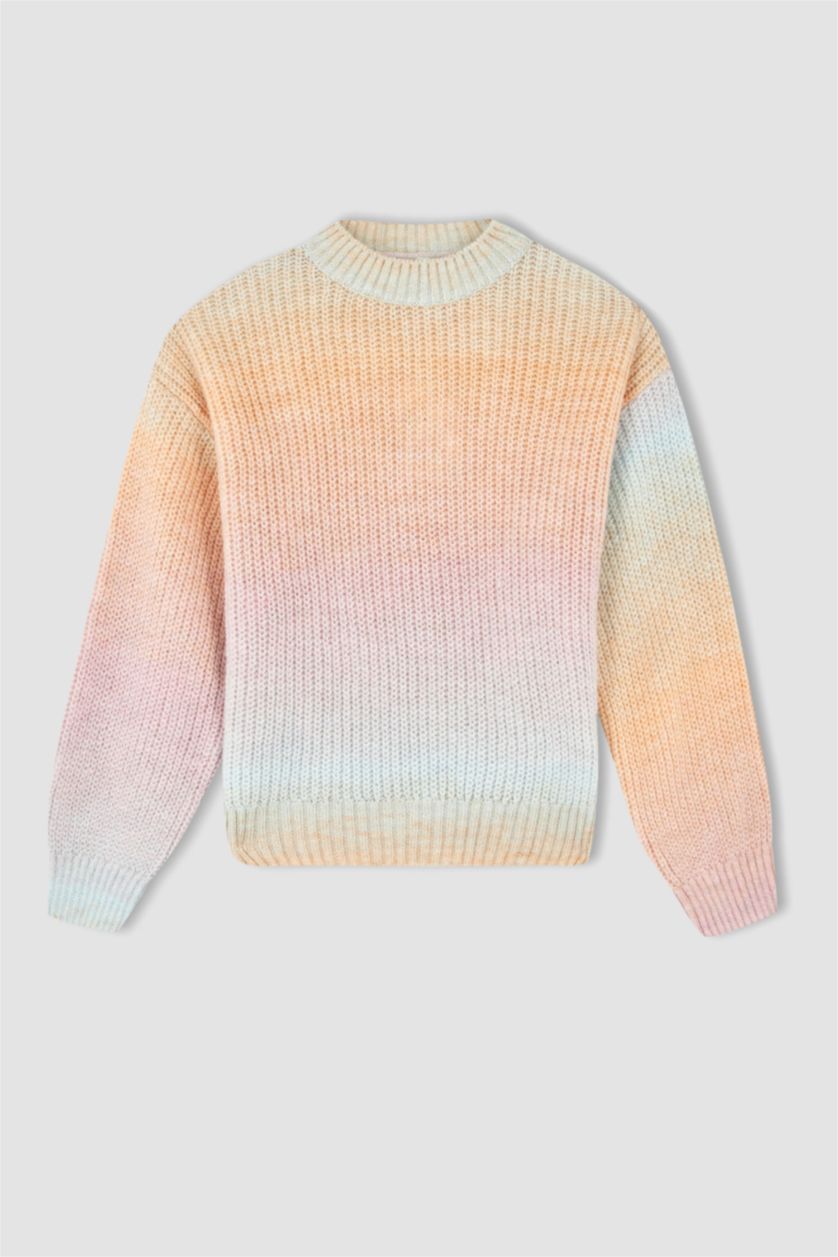 Девочки и подростки Светло-сиреневый Свитер с круглым вырезом для девочек