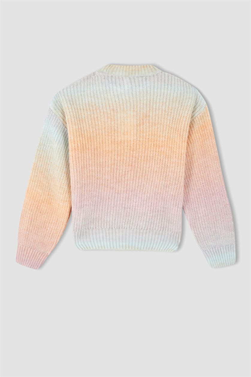 Девочки и подростки Светло-сиреневый Свитер с круглым вырезом для девочек