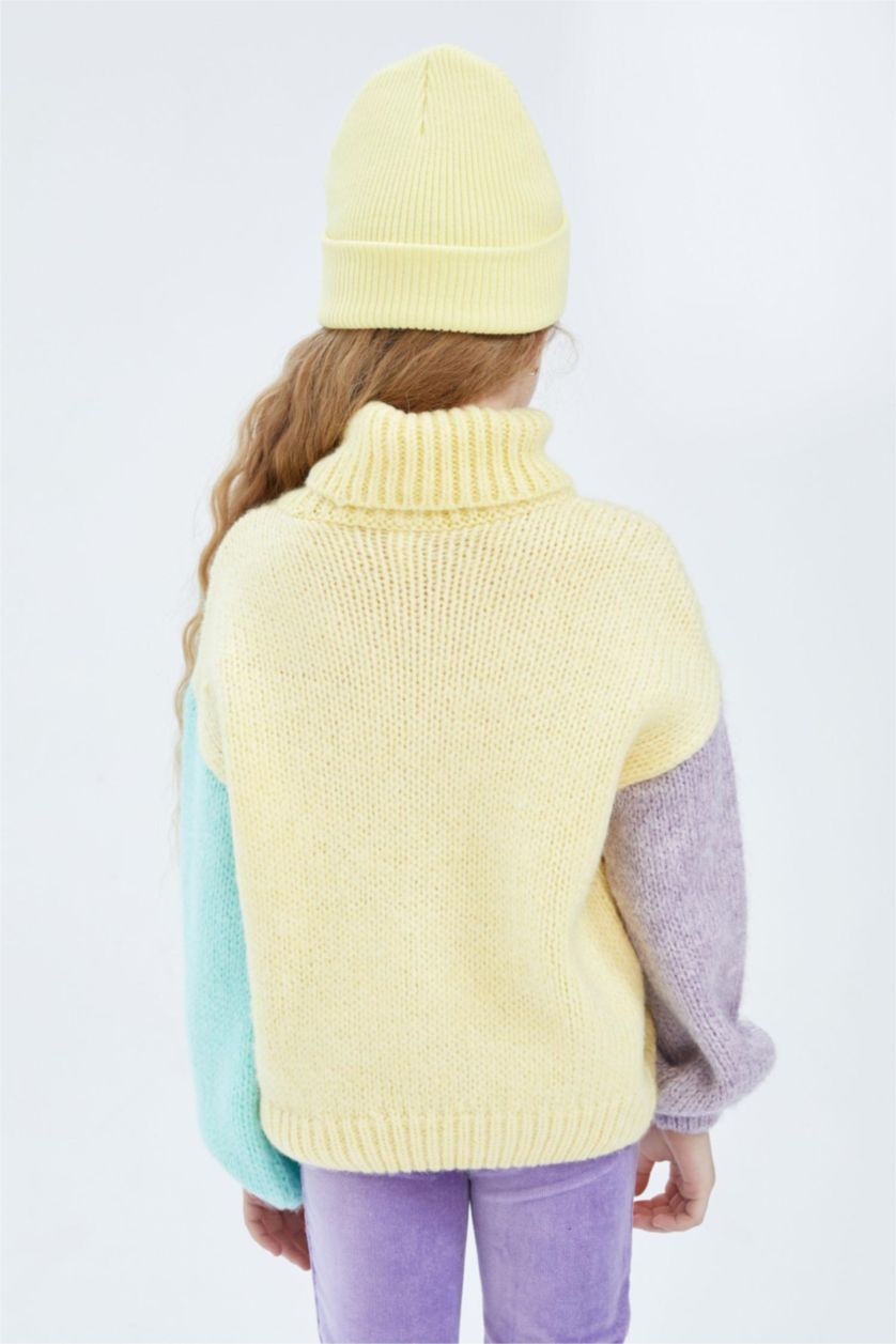 FILLES Jaune Pull Tricot Col roulé Fille