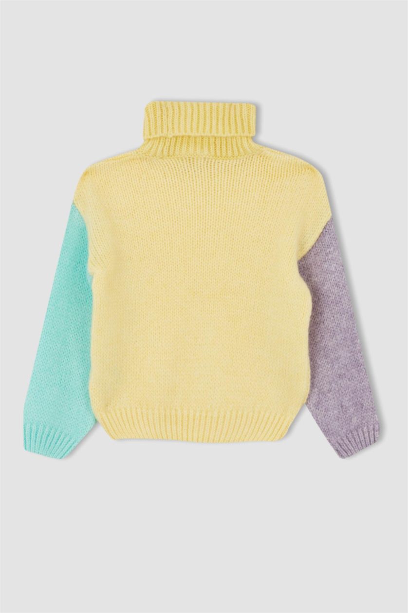 FILLES Jaune Pull Tricot Col roulé Fille