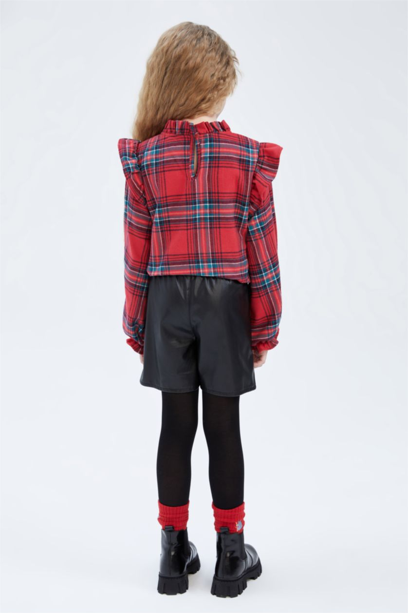 بناتي أسود شورت بناتي جلد صناعي