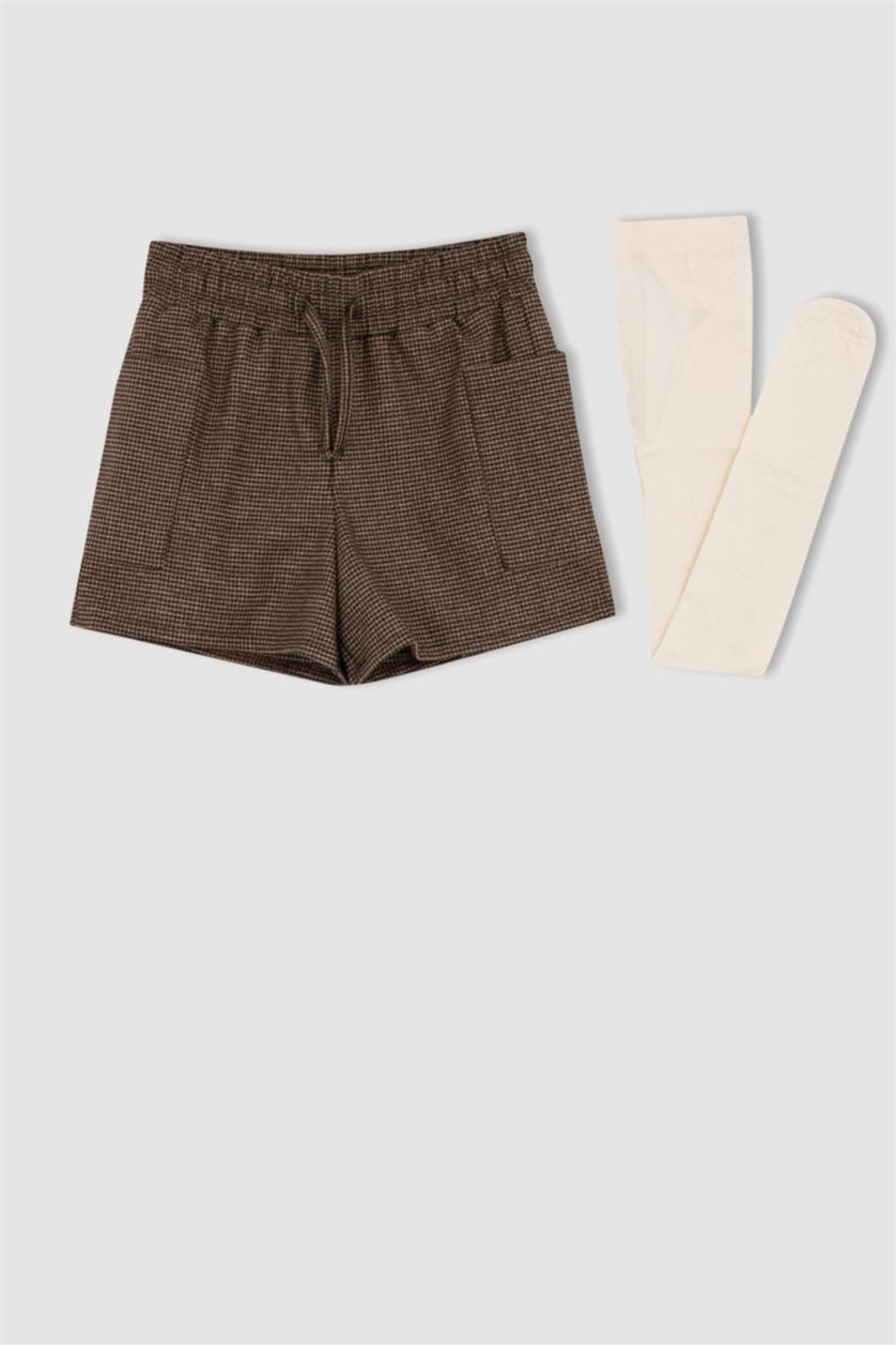 بناتي بني طقم بناتي شورت وشرابات - قطعتين