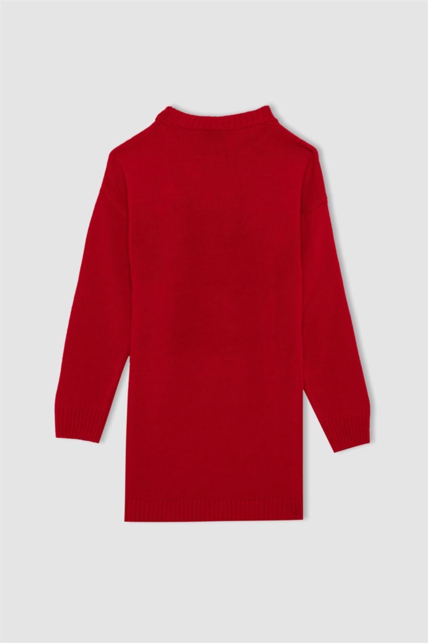 FILLES Rouge Robe Tricot Col rond Manche Longue Snoopy