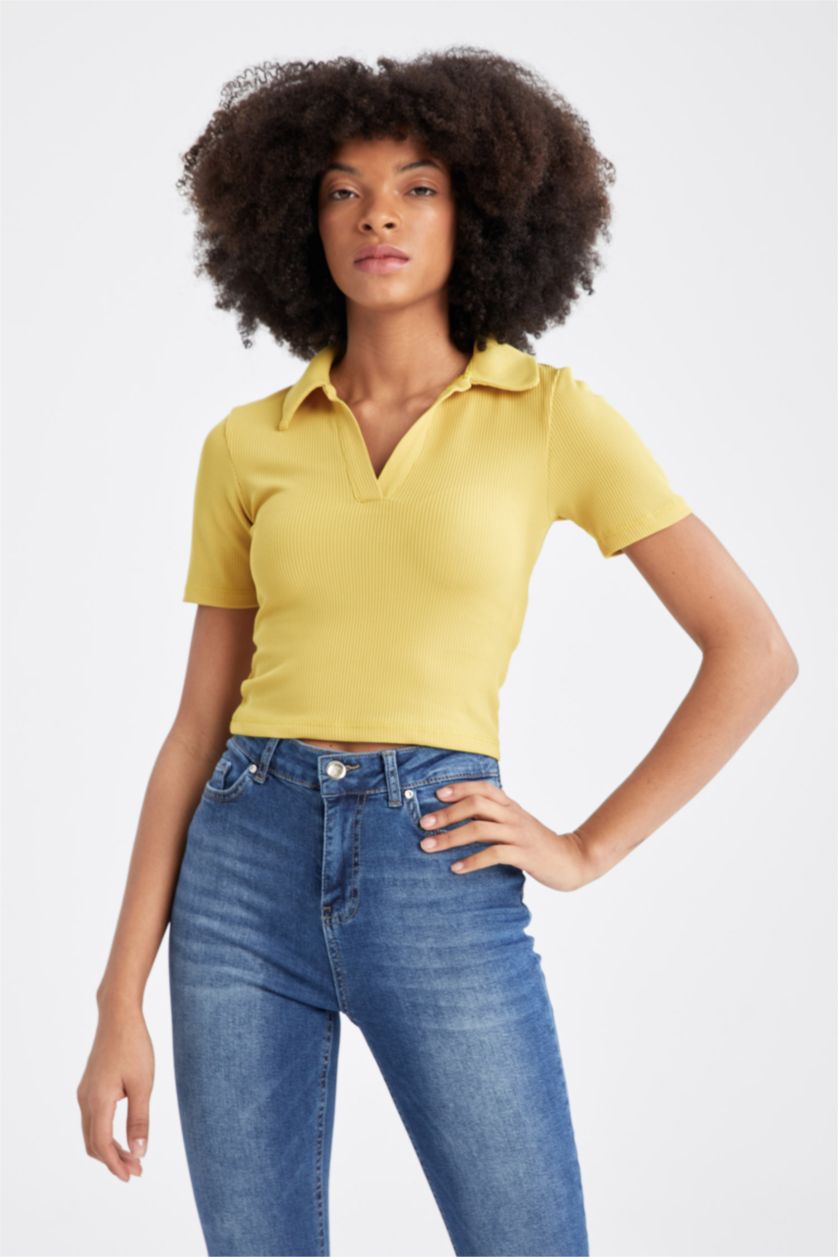 WOMAN Turuncu Slim Fit Camisole Short Sleeve T-Shirt