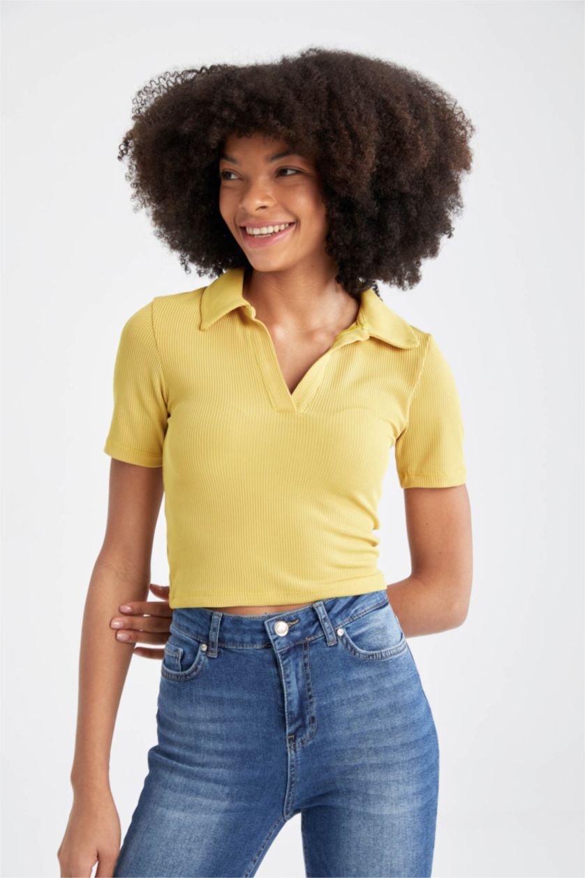 WOMAN Turuncu Slim Fit Camisole Short Sleeve T-Shirt