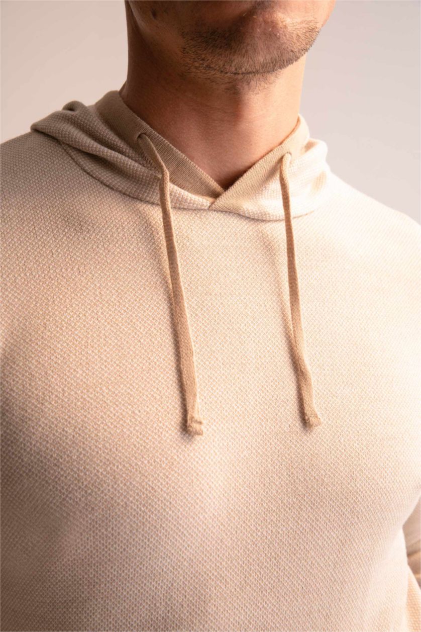 MAN Camel Regular Fit Hooded Knitwear Pullover