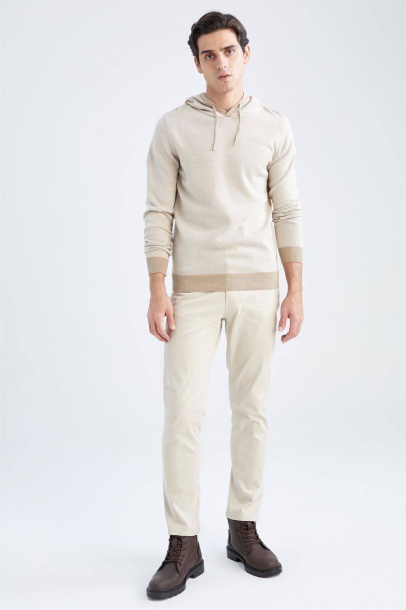 MAN Camel Regular Fit Hooded Knitwear Pullover