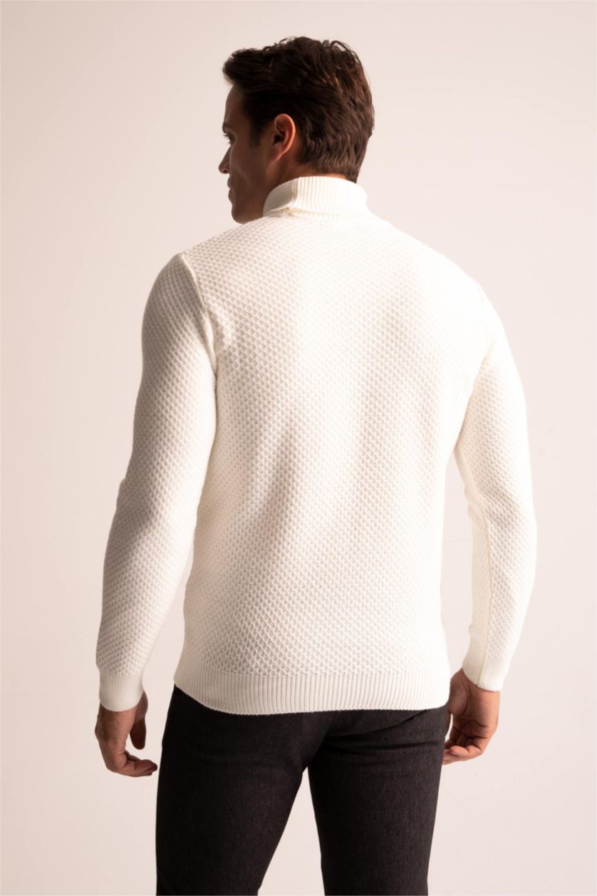 رجالي بيج فاتح بلوفر تريكو هاي كول  قصة عادية