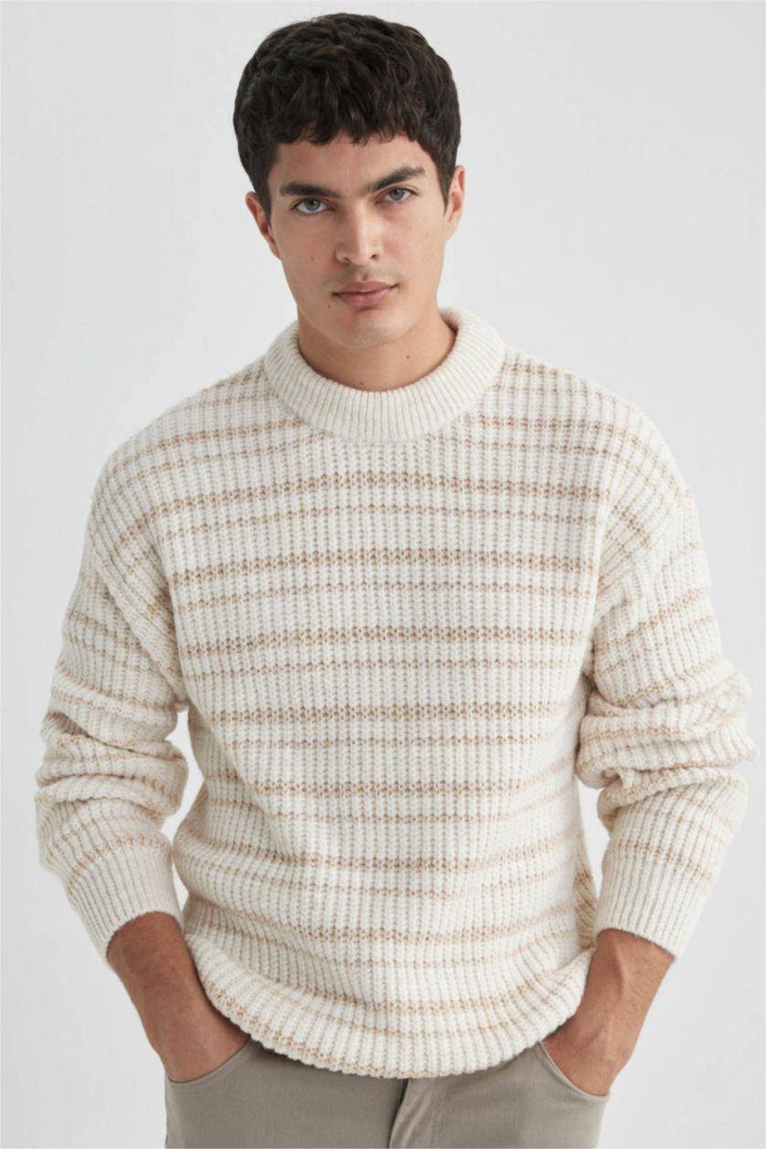 رجال بيج فاتح Oversize Fit Knitwear Pullover