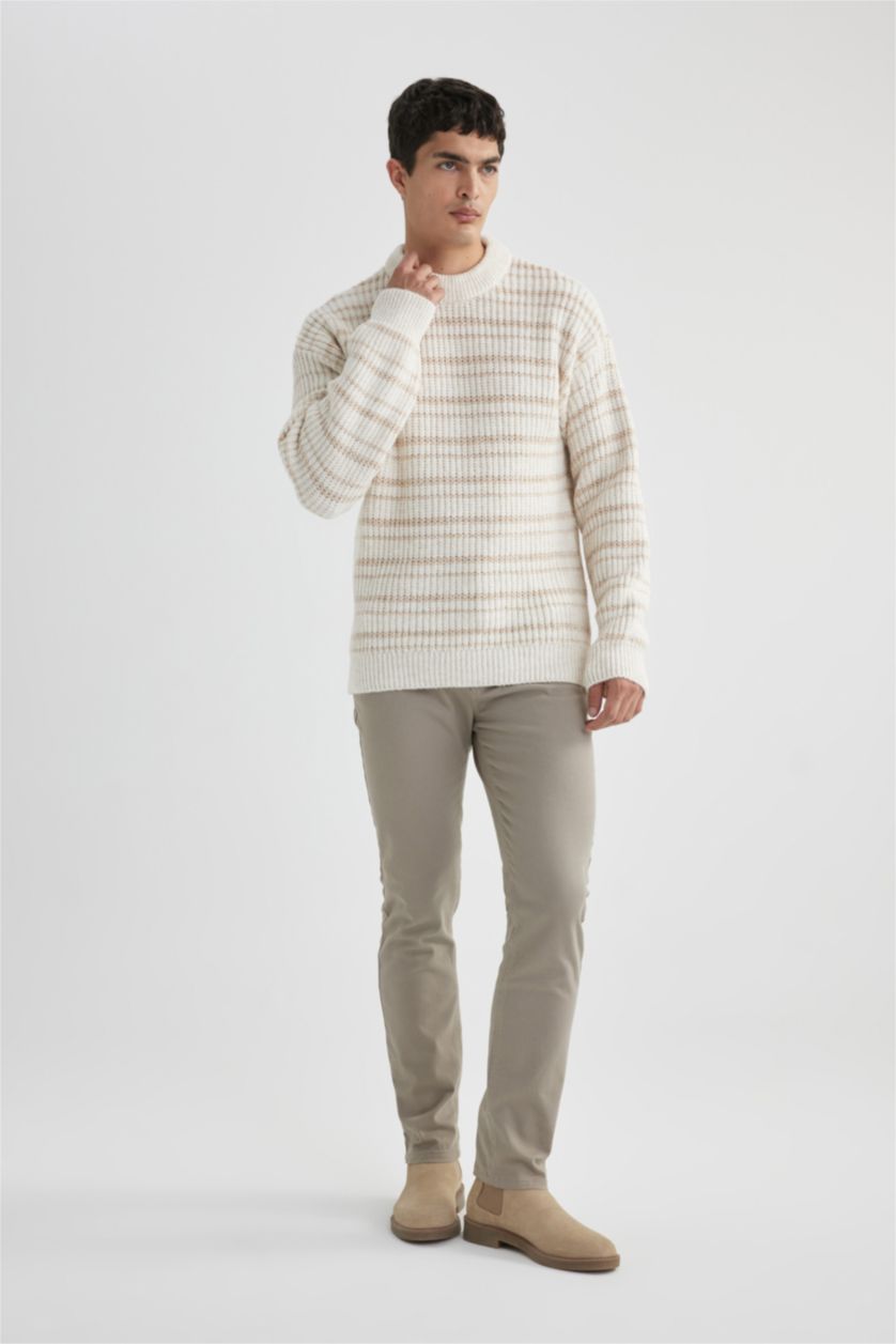 رجال بيج فاتح Oversize Fit Knitwear Pullover