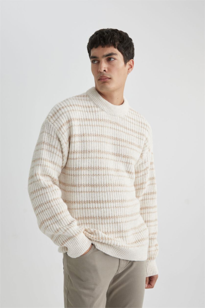 رجال بيج فاتح Oversize Fit Knitwear Pullover