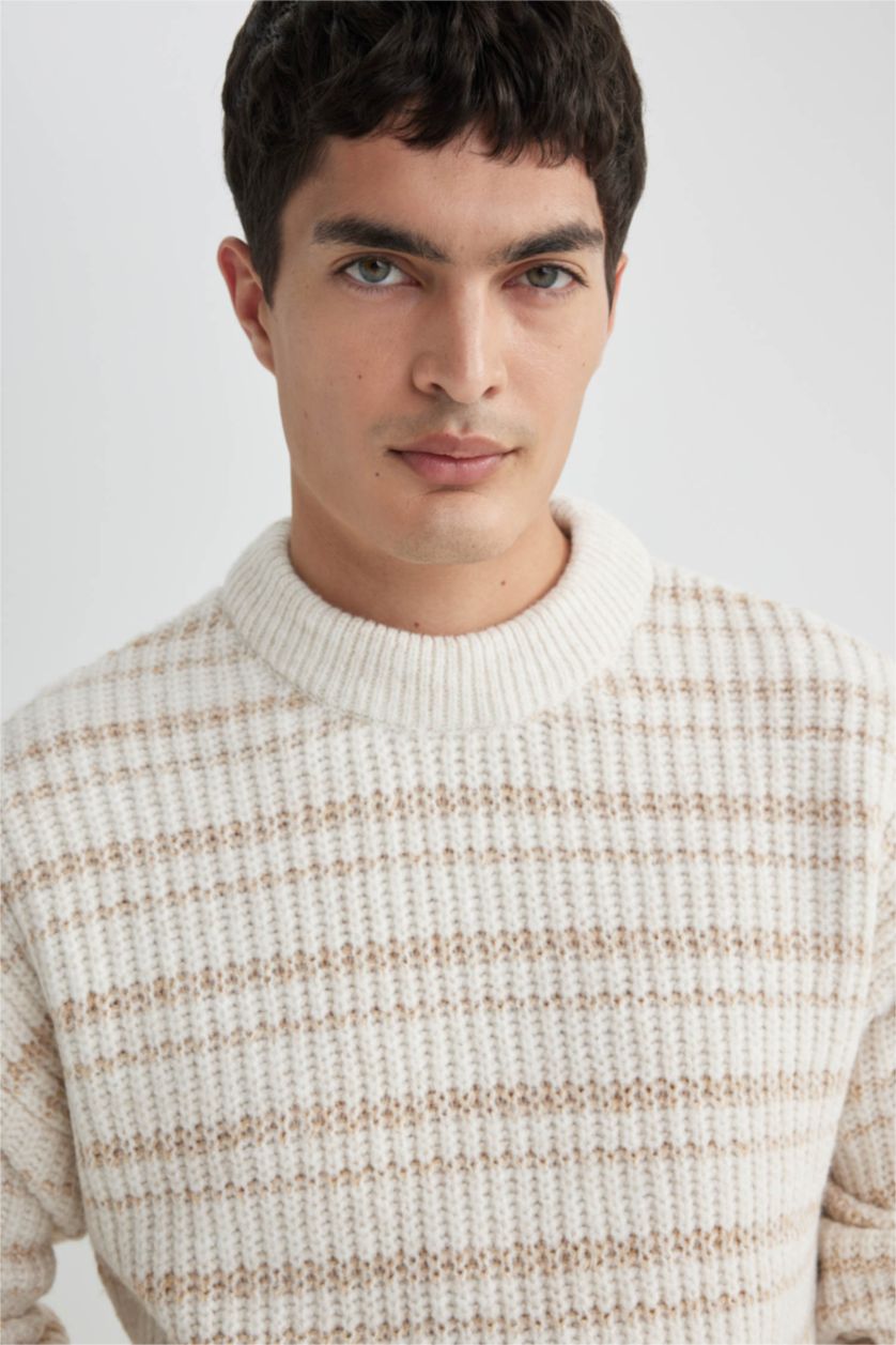 رجال بيج فاتح Oversize Fit Knitwear Pullover