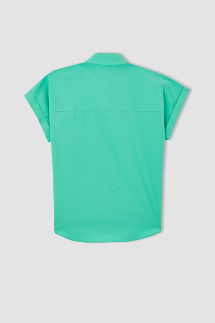 WOMAN Mint Regular Fit Shirt Collar Poplin Short Sleeve Shirt