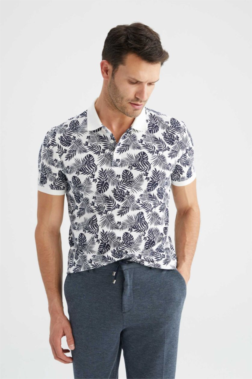 Мужчины Кремовый Футболка поло