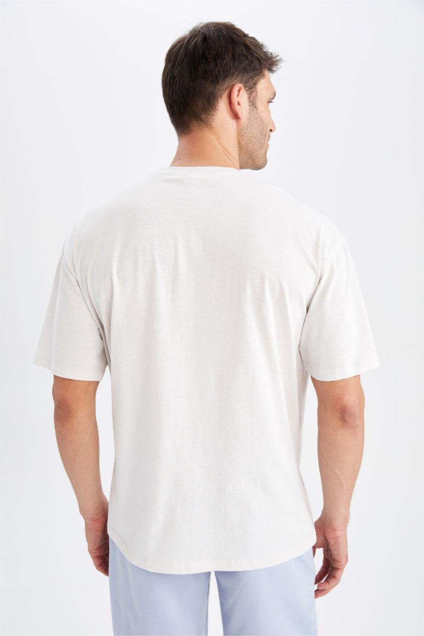 Мужчины Светло-сиреневый Футболка оверсайз c принтом из 100% хлопка