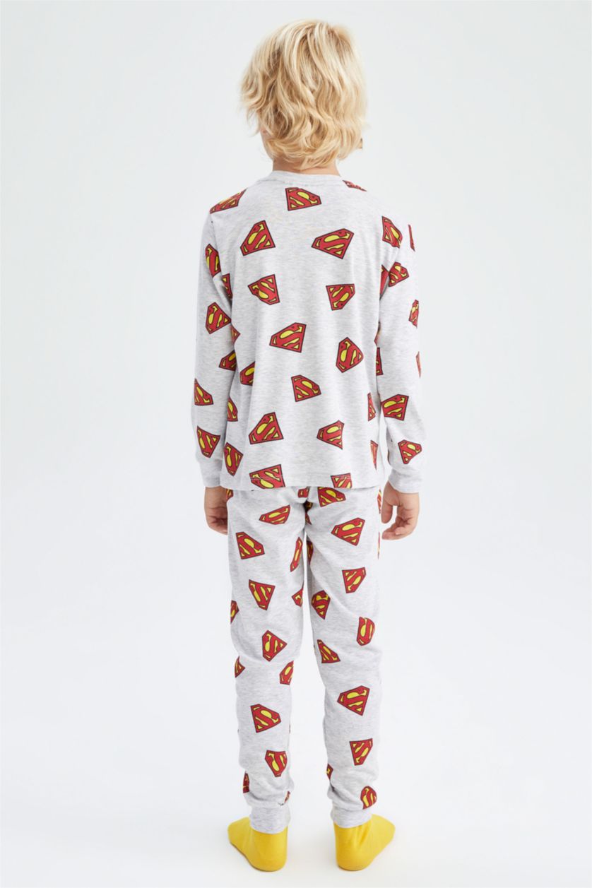 GARÇONS Gris Clair Ensemble de pyjama à manches longues coupe régulière sous licence Superman pour garçon