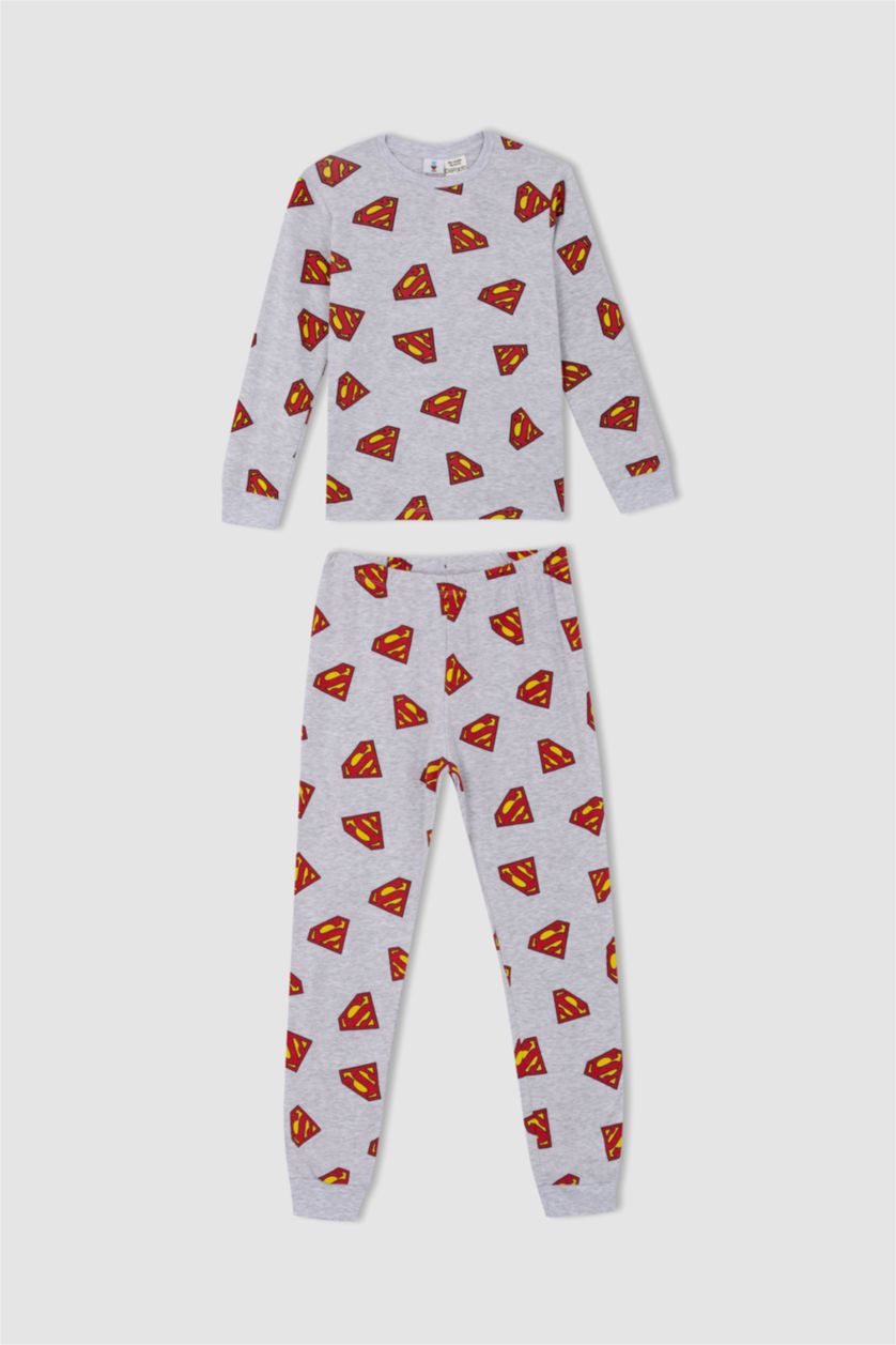 GARÇONS Gris Clair Ensemble de pyjama à manches longues coupe régulière sous licence Superman pour garçon