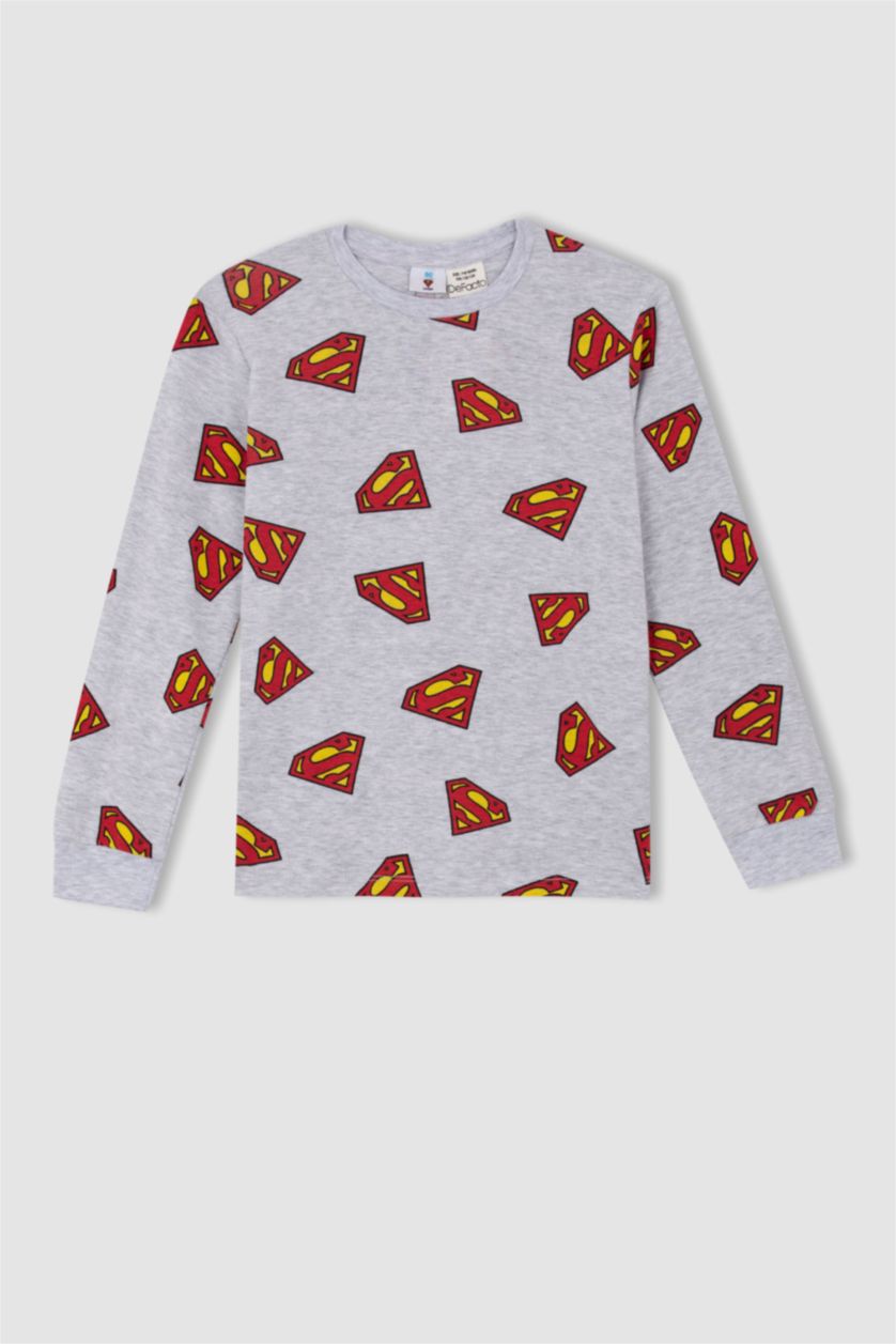 GARÇONS Gris Clair Ensemble de pyjama à manches longues coupe régulière sous licence Superman pour garçon