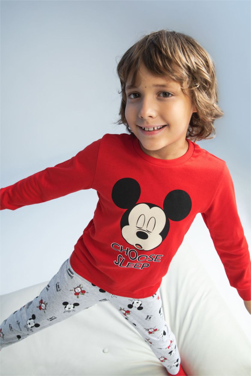 GARÇONS Rouge Lot de 2 pyjamas coupe régulière sous licence Disney Mickey et Minnie pour garçons