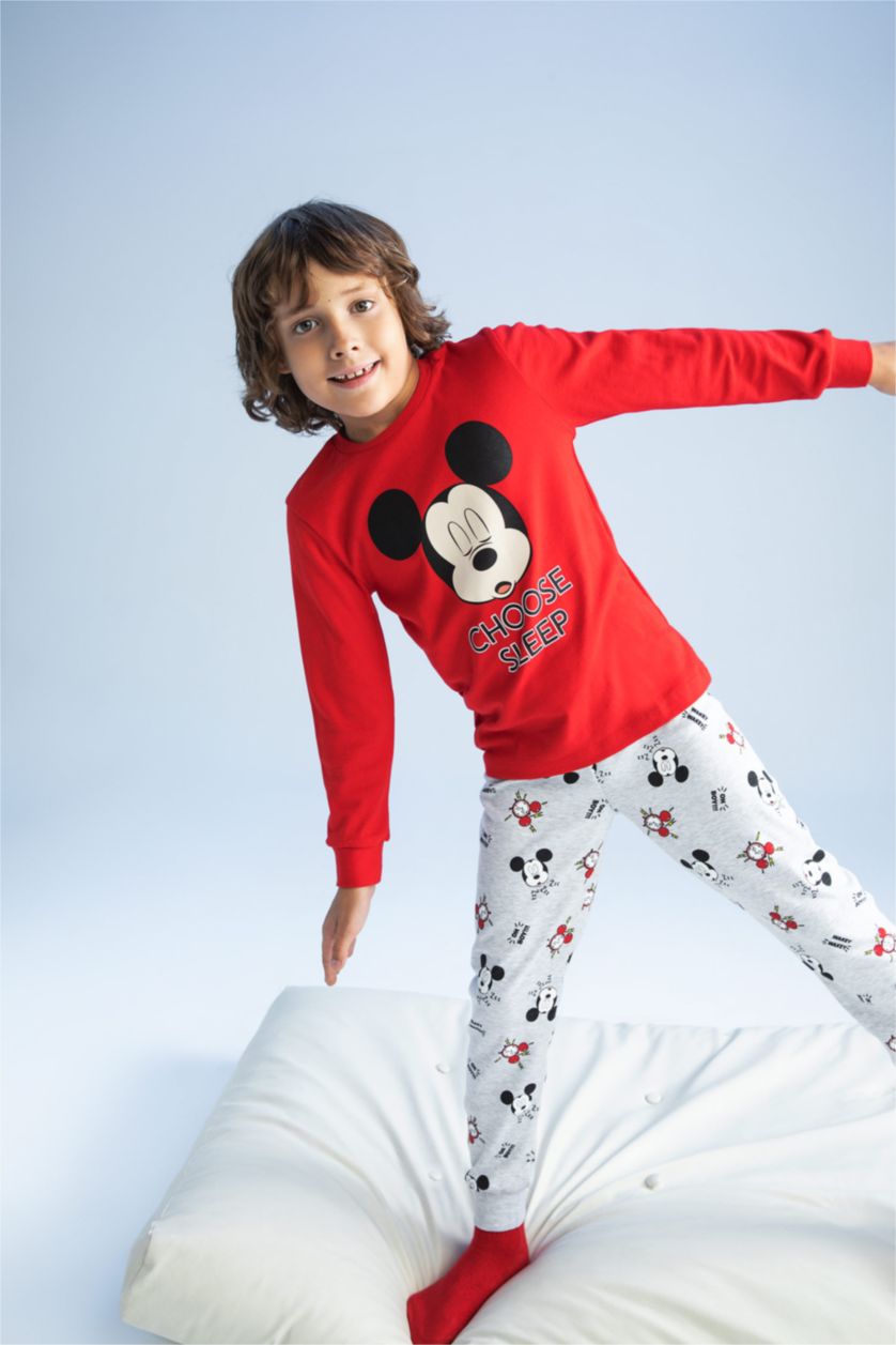 GARÇONS Rouge Lot de 2 pyjamas coupe régulière sous licence Disney Mickey et Minnie pour garçons