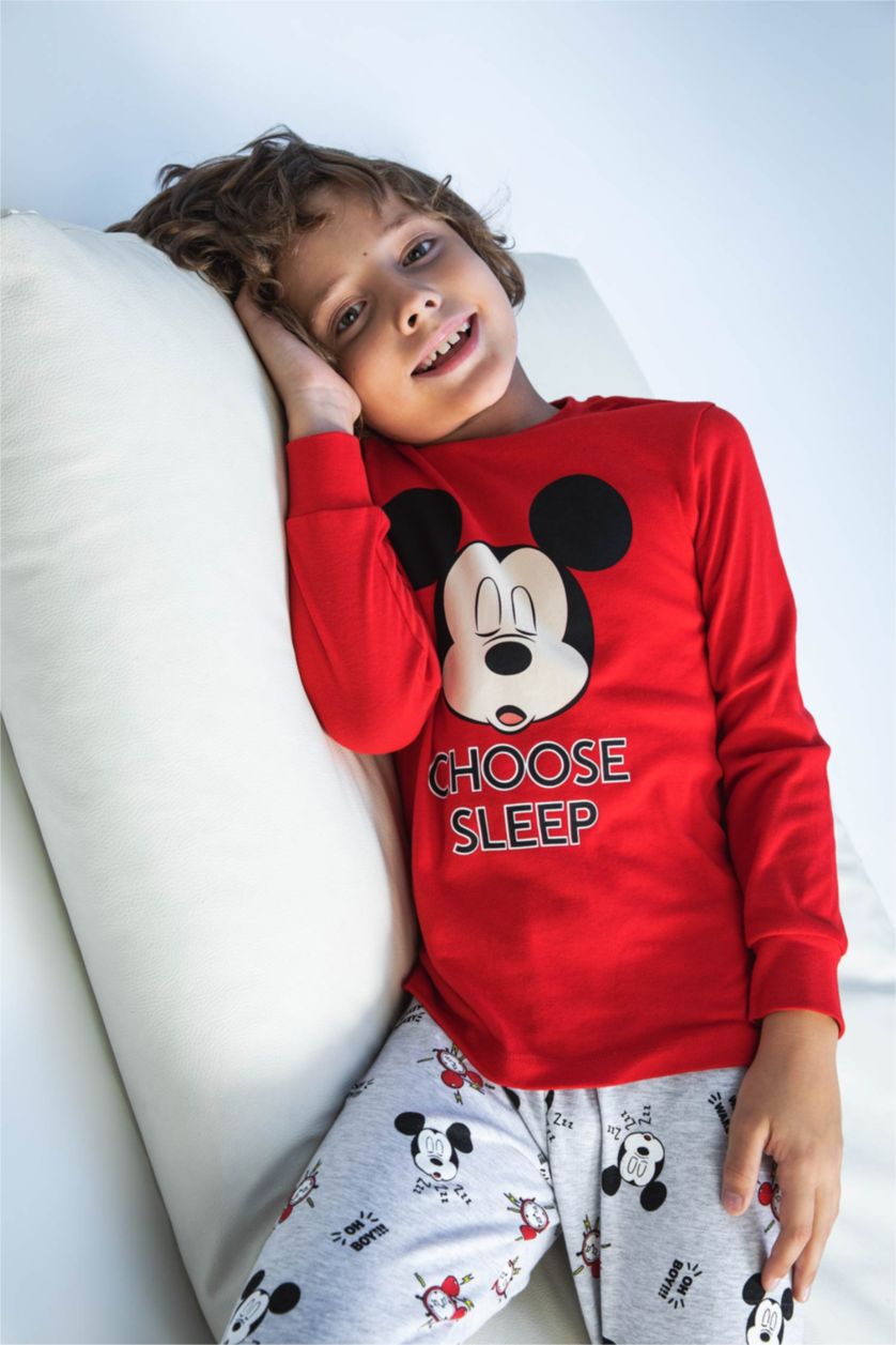 GARÇONS Rouge Lot de 2 pyjamas coupe régulière sous licence Disney Mickey et Minnie pour garçons