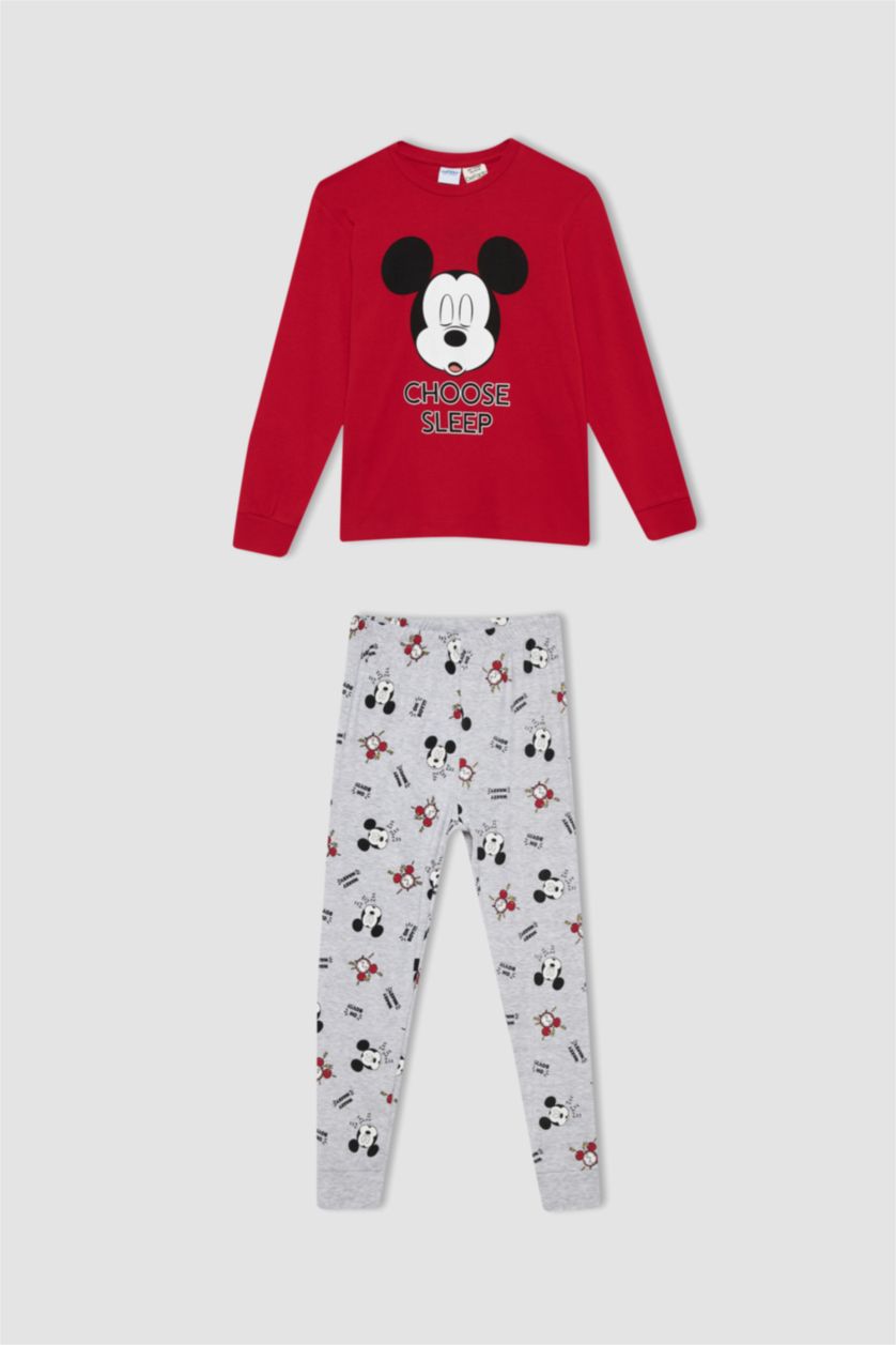 GARÇONS Rouge Lot de 2 pyjamas coupe régulière sous licence Disney Mickey et Minnie pour garçons
