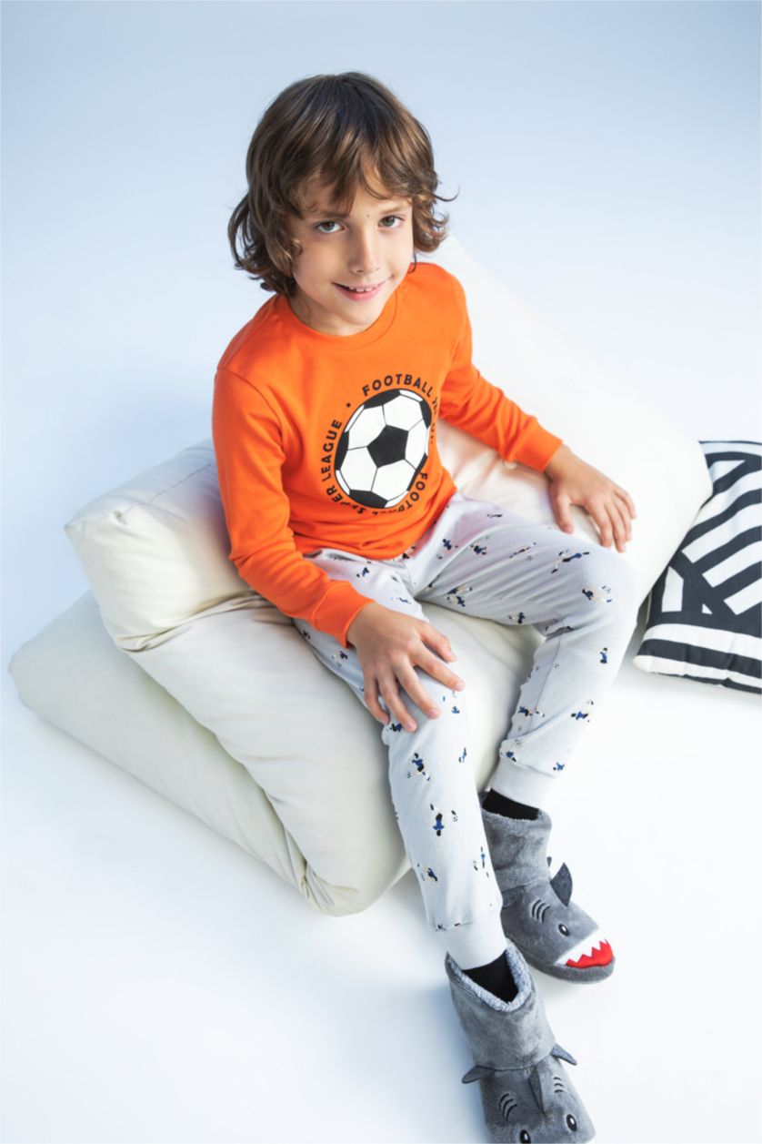 GARÇONS Orange Ensemble de pyjama à manches longues imprimé coupe standard pour garçon