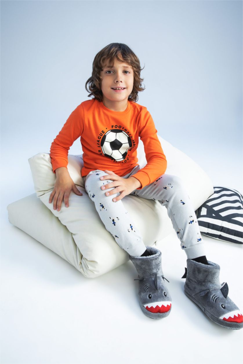 GARÇONS Orange Ensemble de pyjama à manches longues imprimé coupe standard pour garçon