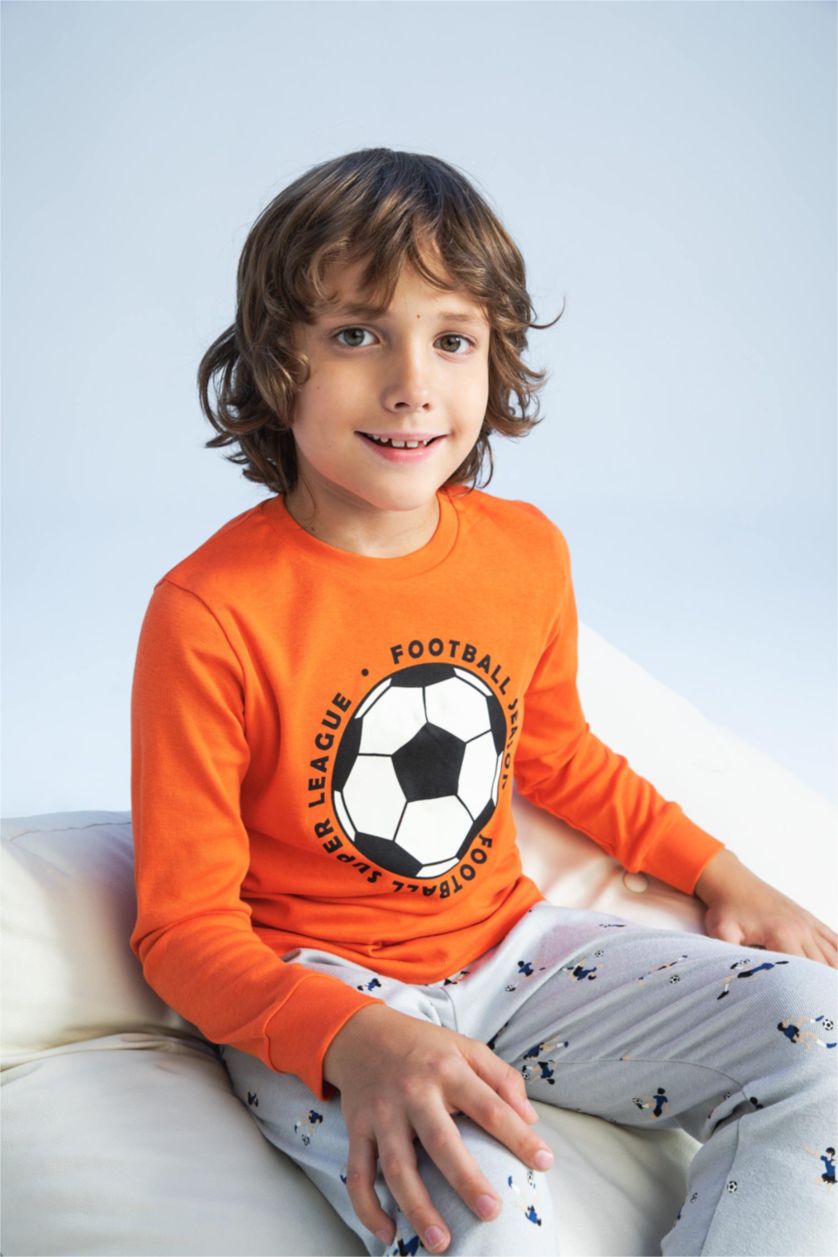 GARÇONS Orange Ensemble de pyjama à manches longues imprimé coupe standard pour garçon
