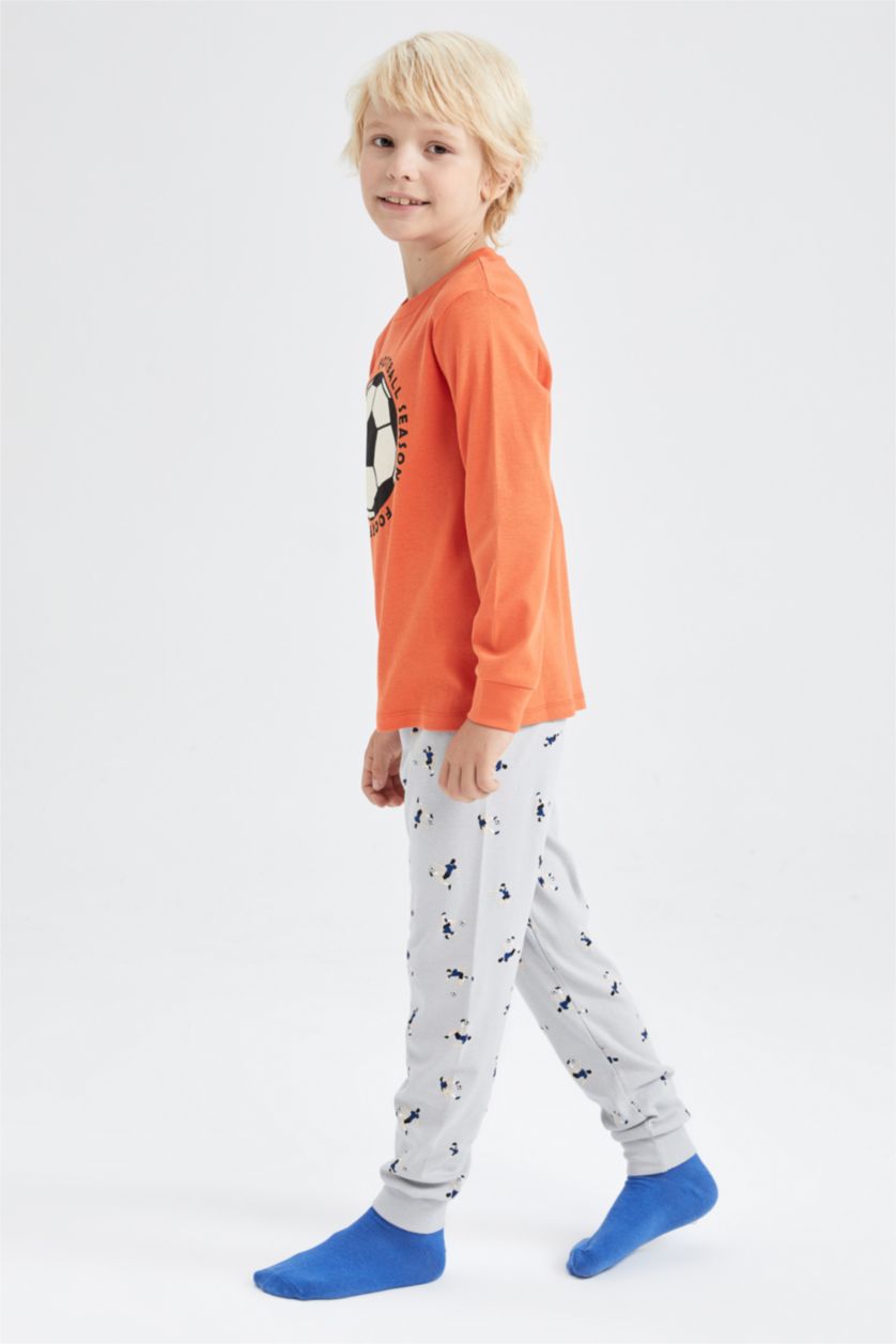 GARÇONS Orange Ensemble de pyjama à manches longues imprimé coupe standard pour garçon