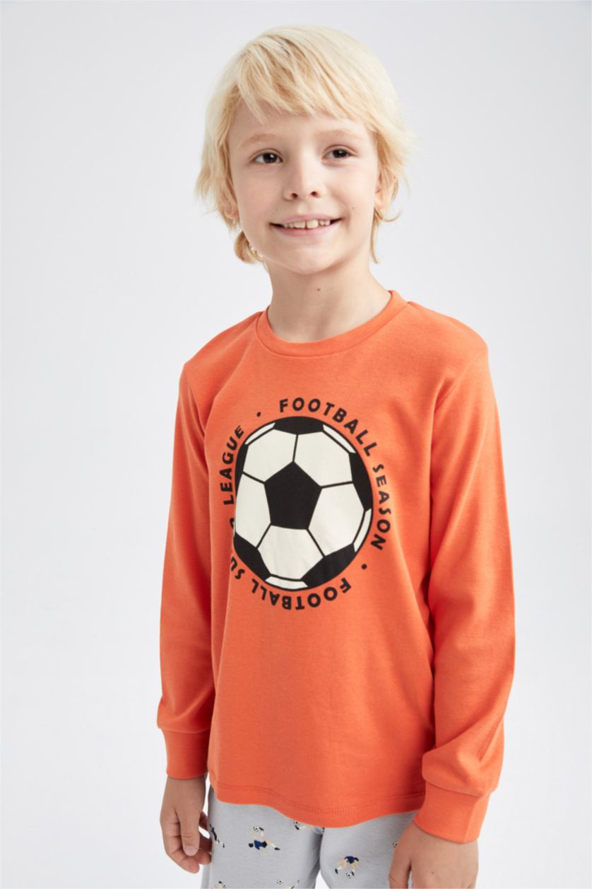 GARÇONS Orange Ensemble de pyjama à manches longues imprimé coupe standard pour garçon