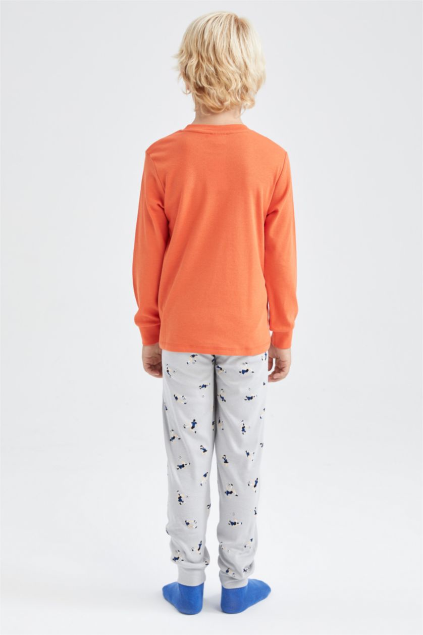 GARÇONS Orange Ensemble de pyjama à manches longues imprimé coupe standard pour garçon